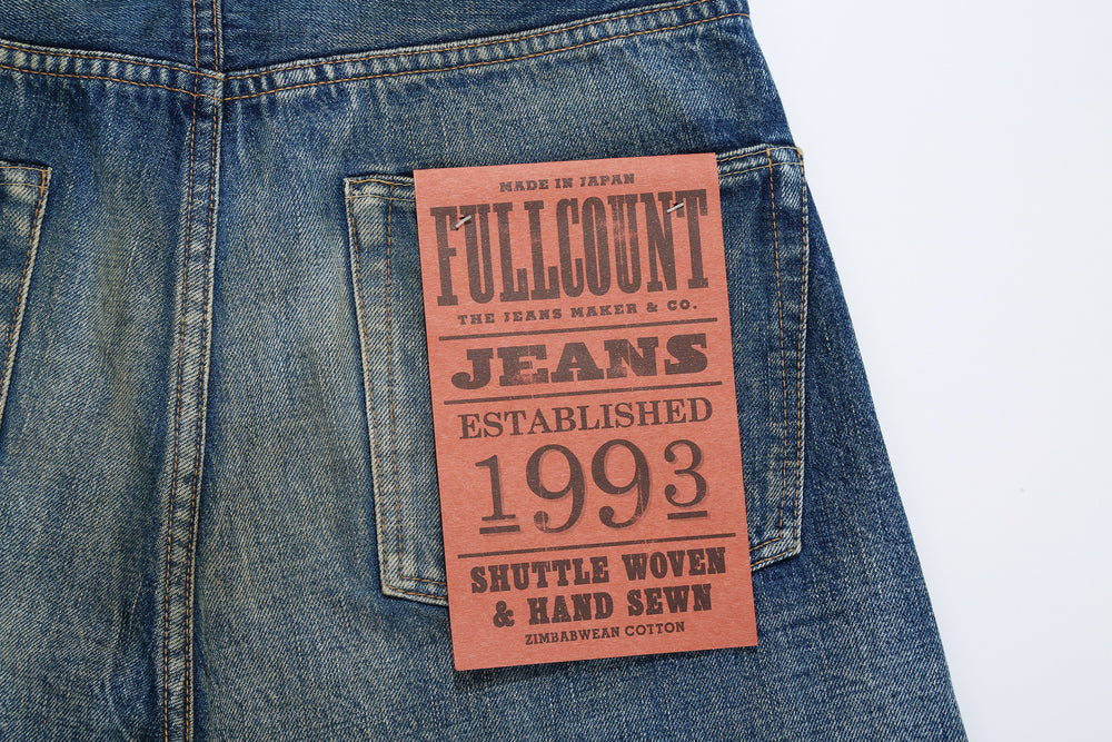 Fullcount 1103 Badass selvedge denim used wash relaxed tapered jeans Japan exclusive paper flasher