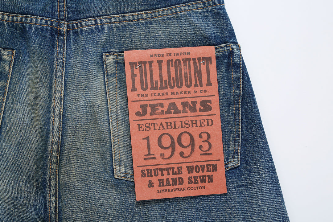 Fullcount 1103 Badass selvedge denim used wash relaxed tapered jeans Japan exclusive paper flasher
