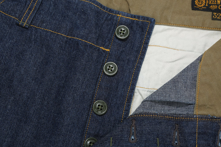 Freewheelers 2522006 S-8 Aviators' Trousers - 10.5oz Indigo Denim