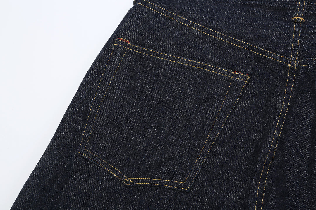 Deluxeware 1953XX 13.6oz selvedge denim straight fit made in Japan indigo jeans back left pocket