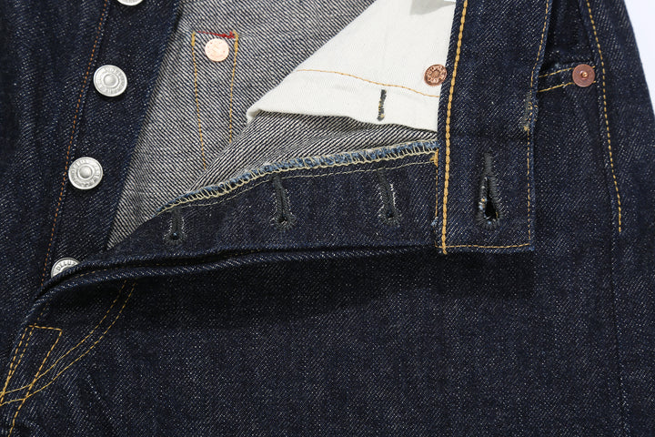 Deluxeware 1953XX 13.6oz selvedge denim straight fit made in Japan indigo jeans buttons holes