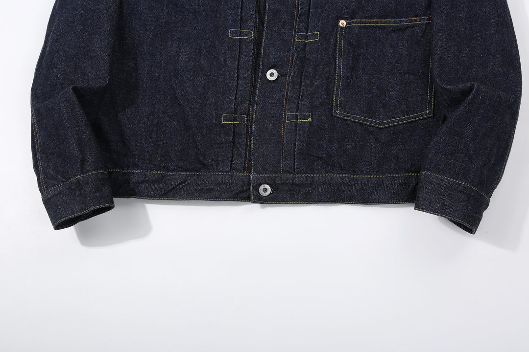 Boncoura 43 WWII Natural Indigo Dyed Type 1 Denim Jacket - 15th Anniversary Model Hem