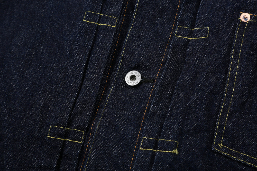 Boncoura 43 WWII Natural Indigo Dyed Type 1 Denim Jacket - 15th Anniversary Model iron button