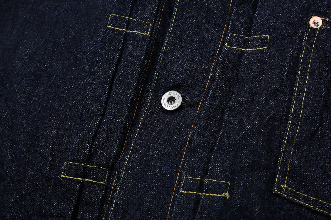 Boncoura 43 WWII Natural Indigo Dyed Type 1 Denim Jacket - 15th Anniversary Model iron button