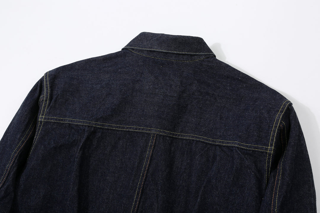 Boncoura 43 WWII Natural Indigo Dyed Type 1 Denim Jacket - 15th Anniversary Model Back Collar