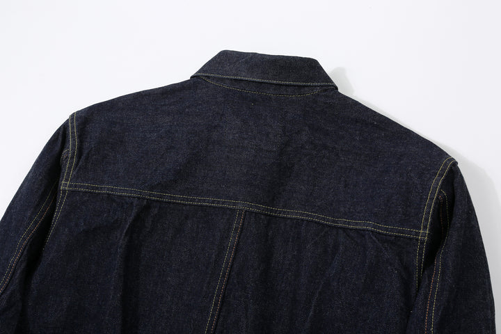 Boncoura 43 WWII Natural Indigo Dyed Type 1 Denim Jacket - 15th Anniversary Model Back Collar