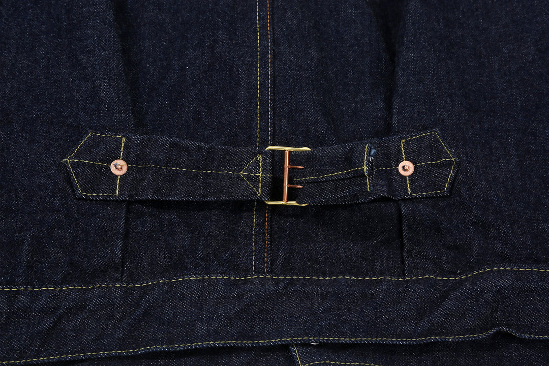 Boncoura 43 WWII Natural Indigo Dyed Type 1 Denim Jacket - 15th Anniversary Model Cinch Back Detail