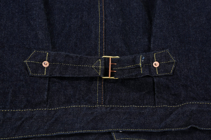 Boncoura 43 WWII Natural Indigo Dyed Type 1 Denim Jacket - 15th Anniversary Model Cinch Back Detail