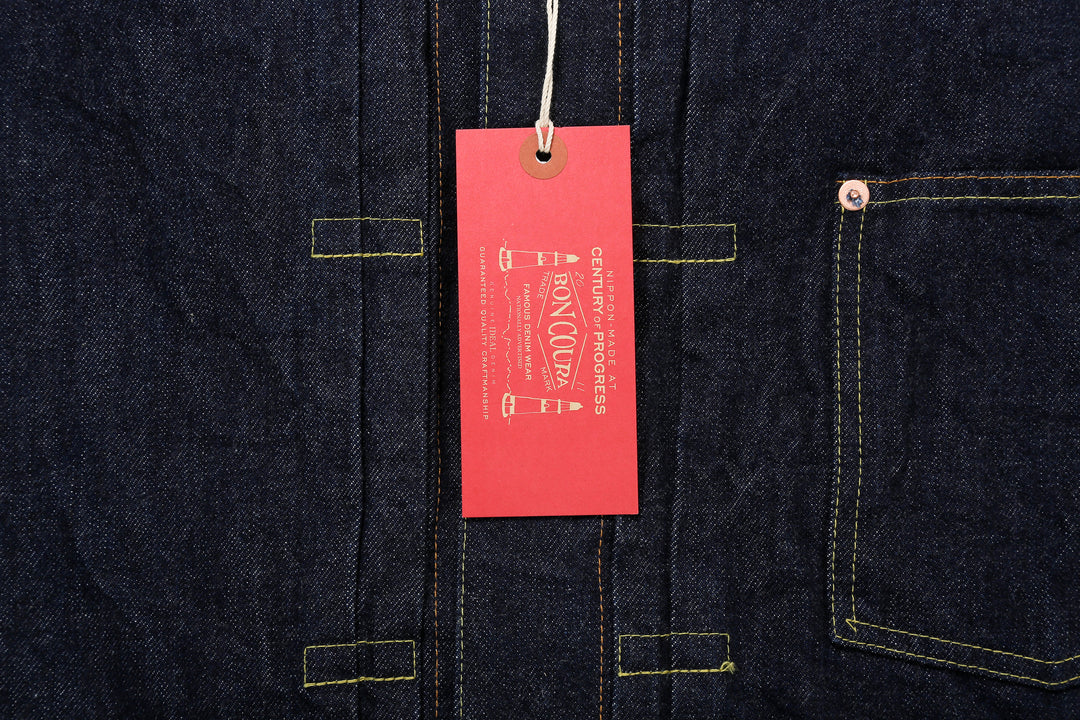 Boncoura 43 WWII Natural Indigo Dyed Type 1 Denim Jacket - 15th Anniversary Model Tag