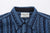 Samurai Jeans SSS25-SKSW Natural Indigo Sashiko Stripe Work Shirt - Collar and Woven Brand Label