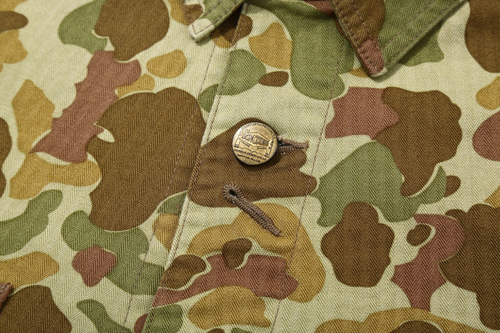 Boncoura Duck Hunter Camo Coverall – Lighthouse Button and Buttonhole Detail
