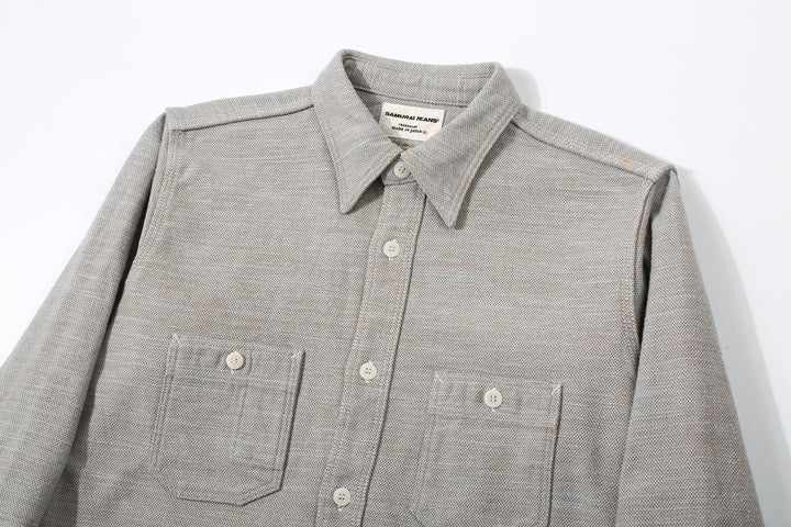 Samurai Jeans SMN25-01W Yarn-Dyed Heavy Flannel Work Shirt - Blue Collar
