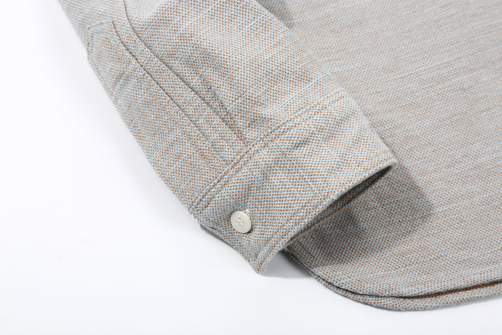 Samurai Jeans SMN25-01W Yarn-Dyed Heavy Flannel Work Shirt - Blue 　Front Opening Detail Cuff