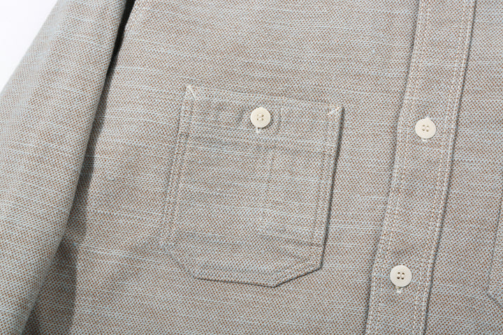 Samurai Jeans SMN25-01W Yarn-Dyed Heavy Flannel Work Shirt - Blue Pocket Right