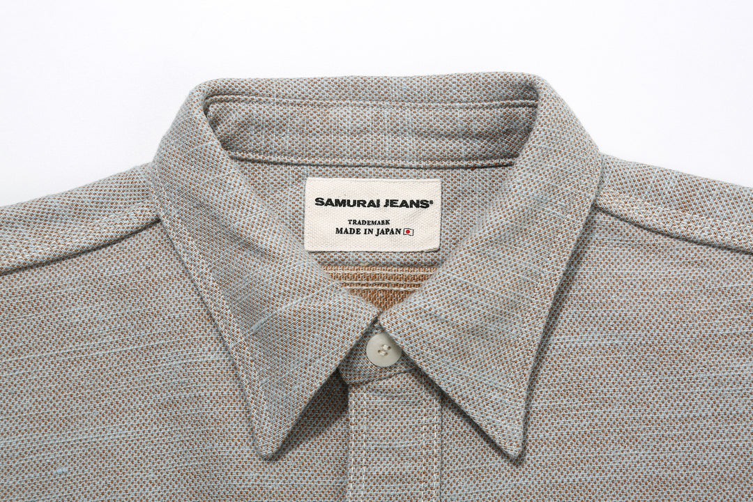 Samurai Jeans SMN25-01W Yarn-Dyed Heavy Flannel Work Shirt - Blue Label