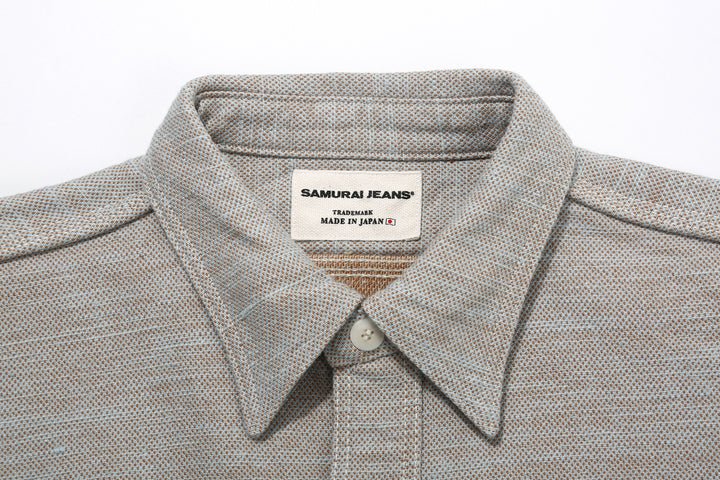 Samurai Jeans SMN25-01W Yarn-Dyed Heavy Flannel Work Shirt - Blue Label