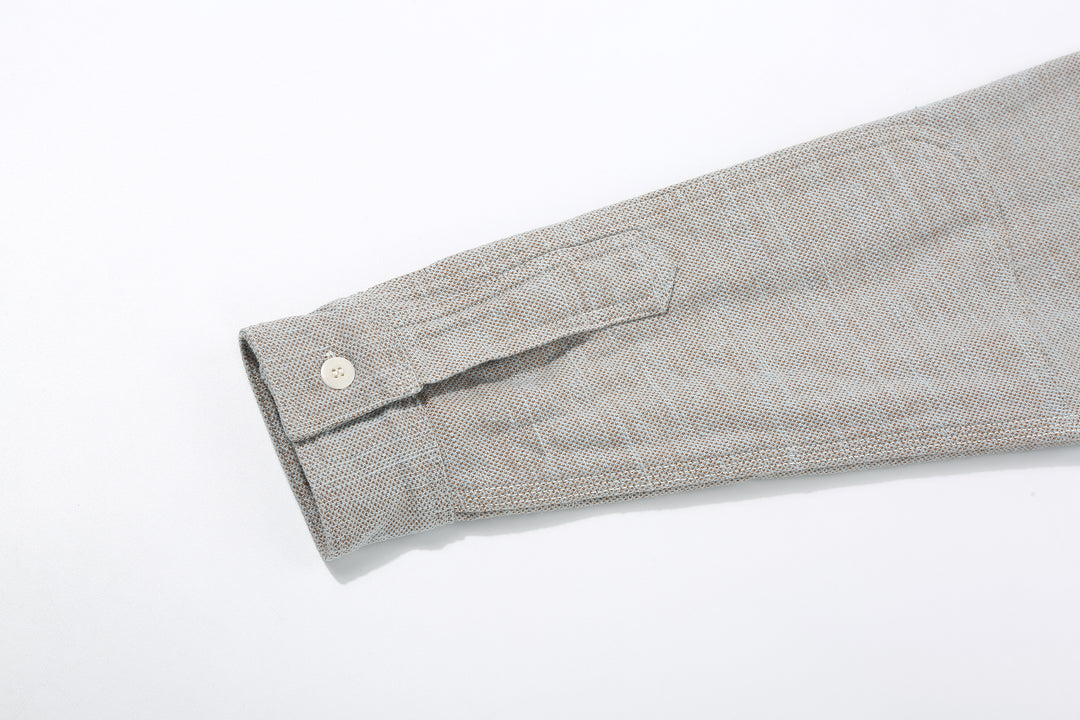 Samurai Jeans SMN25-01W Yarn-Dyed Heavy Flannel Work Shirt - Blue 　Front Opening Detail Cuff Placket