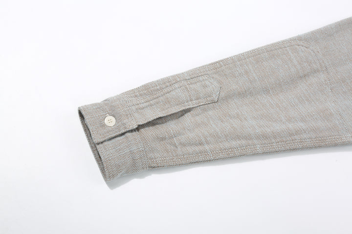 Samurai Jeans SMN25-01W Yarn-Dyed Heavy Flannel Work Shirt - Blue 　Front Opening Detail Cuff Placket