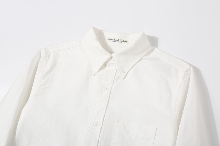UES 502205 8.6oz Slub Oxford B.D. Shirt White Front Upper View