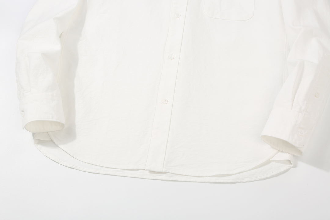 UES 502205 8.6oz Slub Oxford B.D. Shirt White Curved Hem Detail