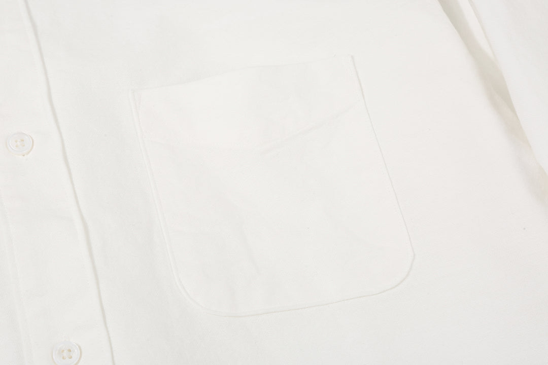UES 502205 8.6oz Slub Oxford B.D. Shirt White Chest Pocket Detail