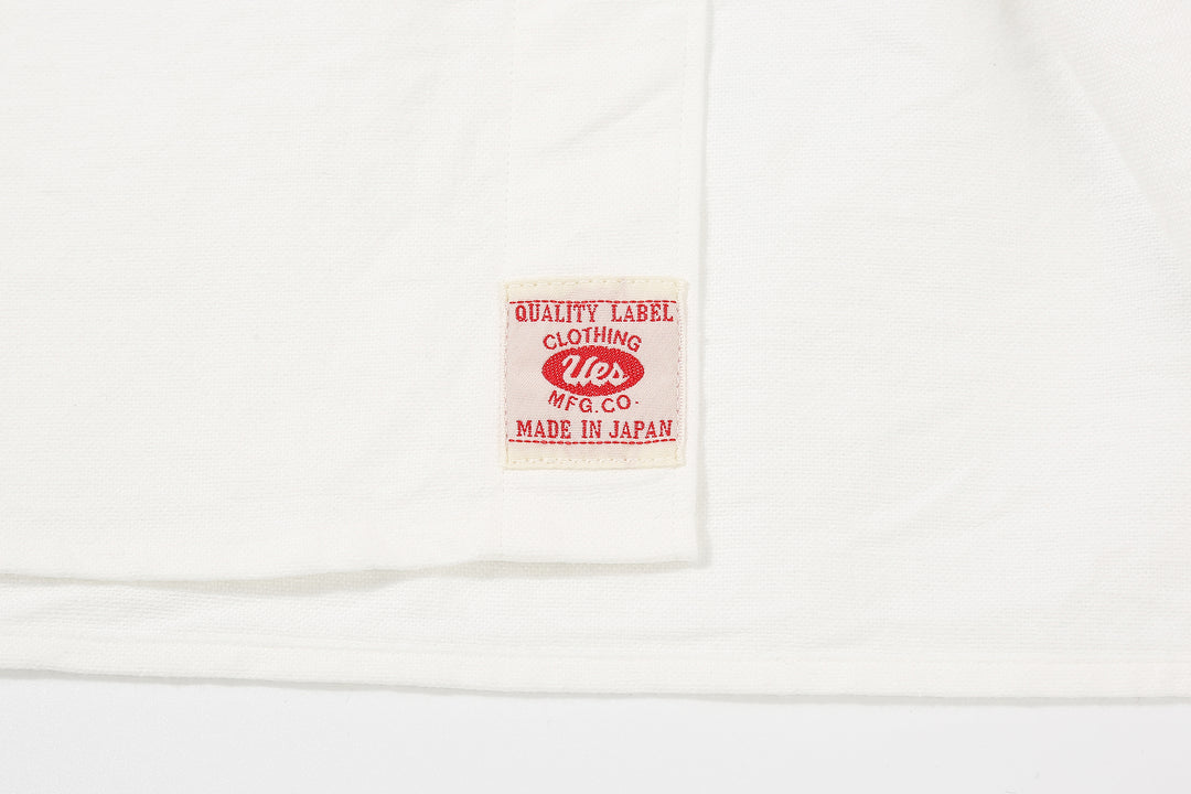 UES 502205 8.6oz Slub Oxford B.D. Shirt White UES Woven Label Detail