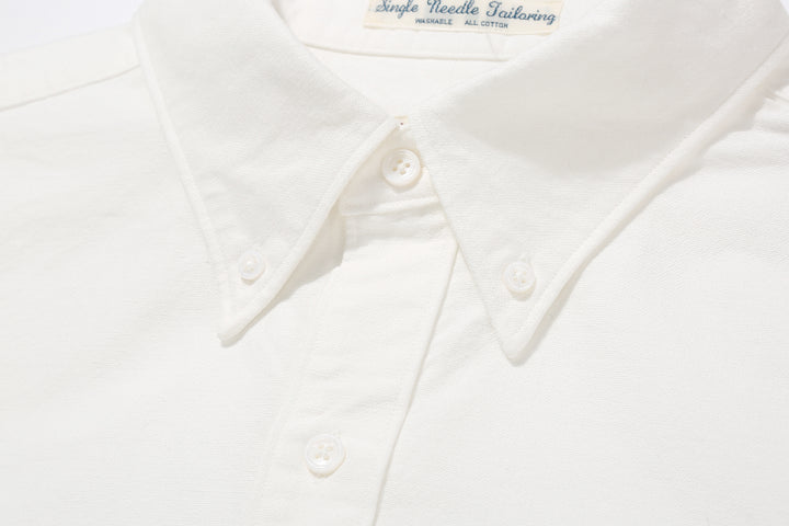 UES 502205 8.6oz Slub Oxford B.D. Shirt White Button-Down Collar Detail