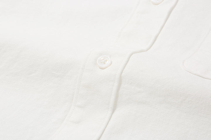 UES 502205 8.6oz Slub Oxford B.D. Shirt White Natural Shell Button Detail