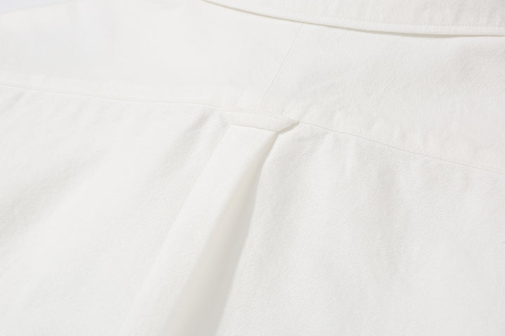 UES 502205 8.6oz Slub Oxford B.D. Shirt White Centre Box Pleat Detail