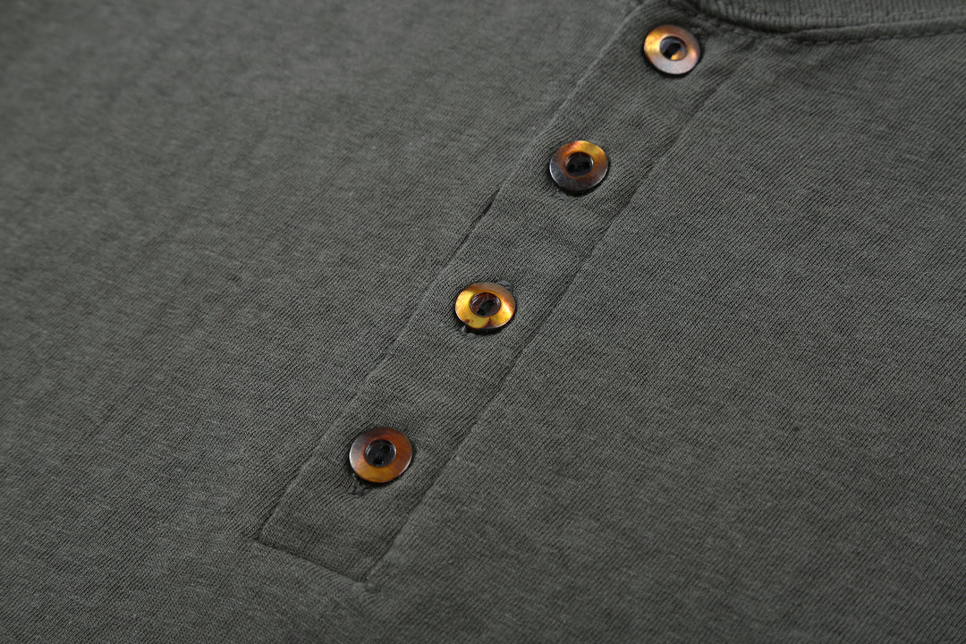 Dalee’s & Co. Spinner 1920s 4-Button Henley Loopwheeled T-Shirt