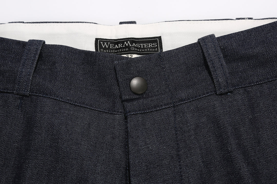 Attractions Wearmasters Lot.344 Heritage Denim Trousers Indigo – Waistband and Metal Button Detail