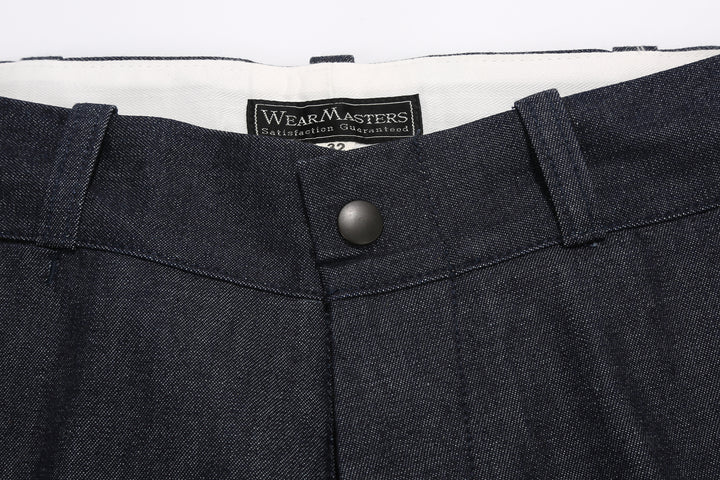Attractions Wearmasters Lot.344 Heritage Denim Trousers Indigo – Waistband and Metal Button Detail