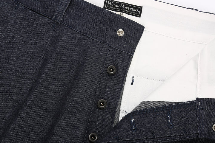 Attractions Wearmasters Lot.344 Heritage Denim Trousers Indigo – Button Fly Detail