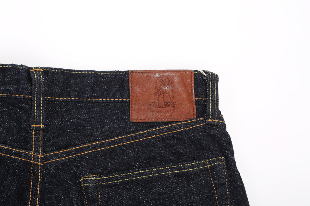 Pure Blue Japan XX-002 14oz Indigo Selvedge Jeans - Lambskin Leather Patch Detail