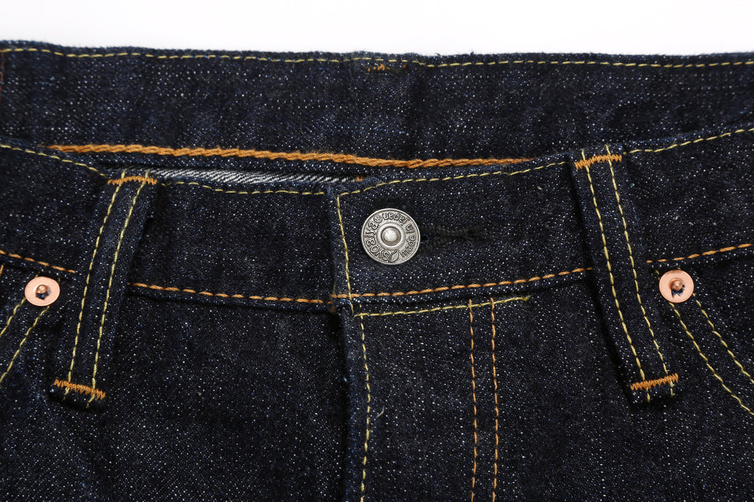 Pure Blue Japan XX-002 14oz Indigo Selvedge Jeans - Top Button and Waistband Detail