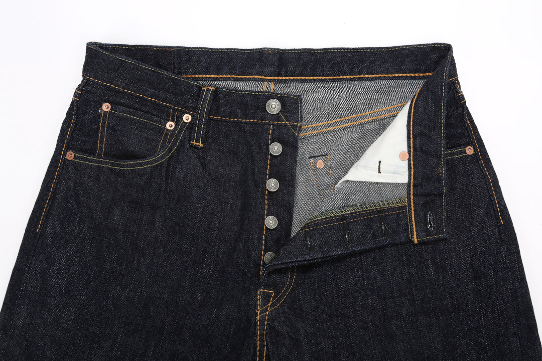 Pure Blue Japan XX-002 14oz Indigo Selvedge Jeans - Button Fly Detail