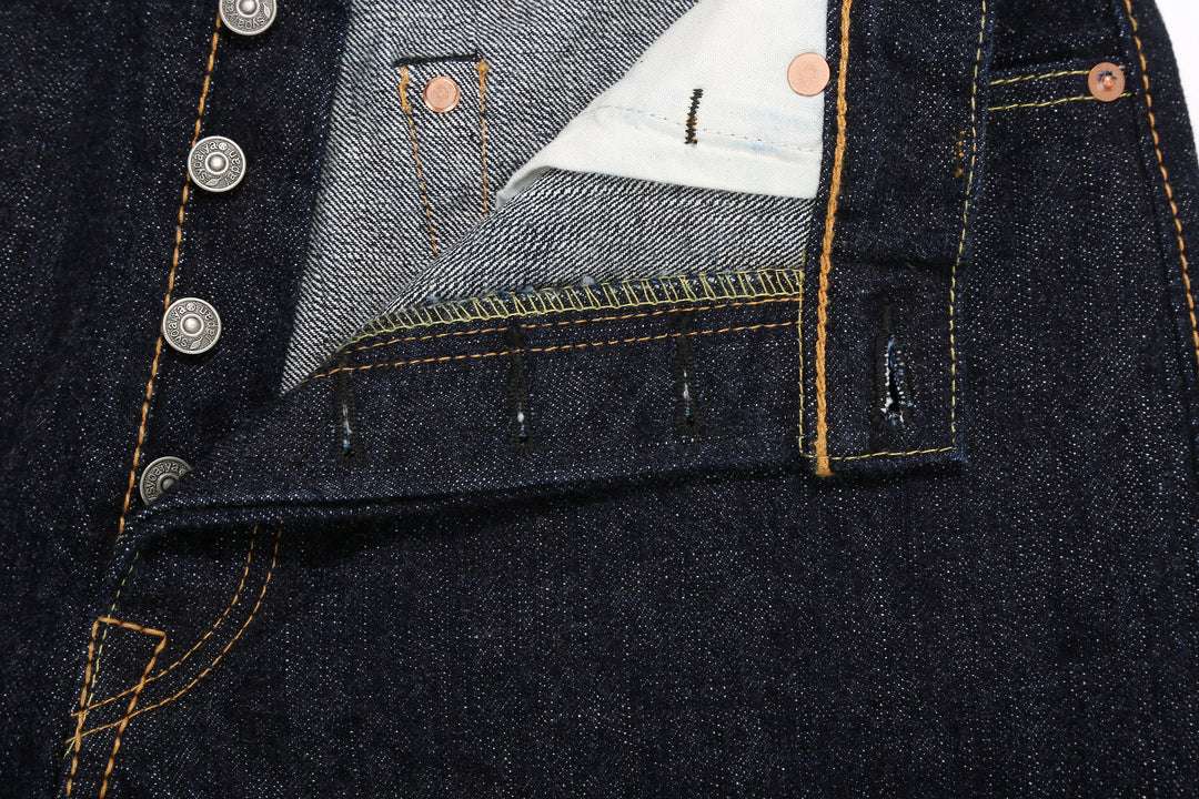 Pure Blue Japan XX-002 14oz Indigo Selvedge Jeans - Buttonhole Detail