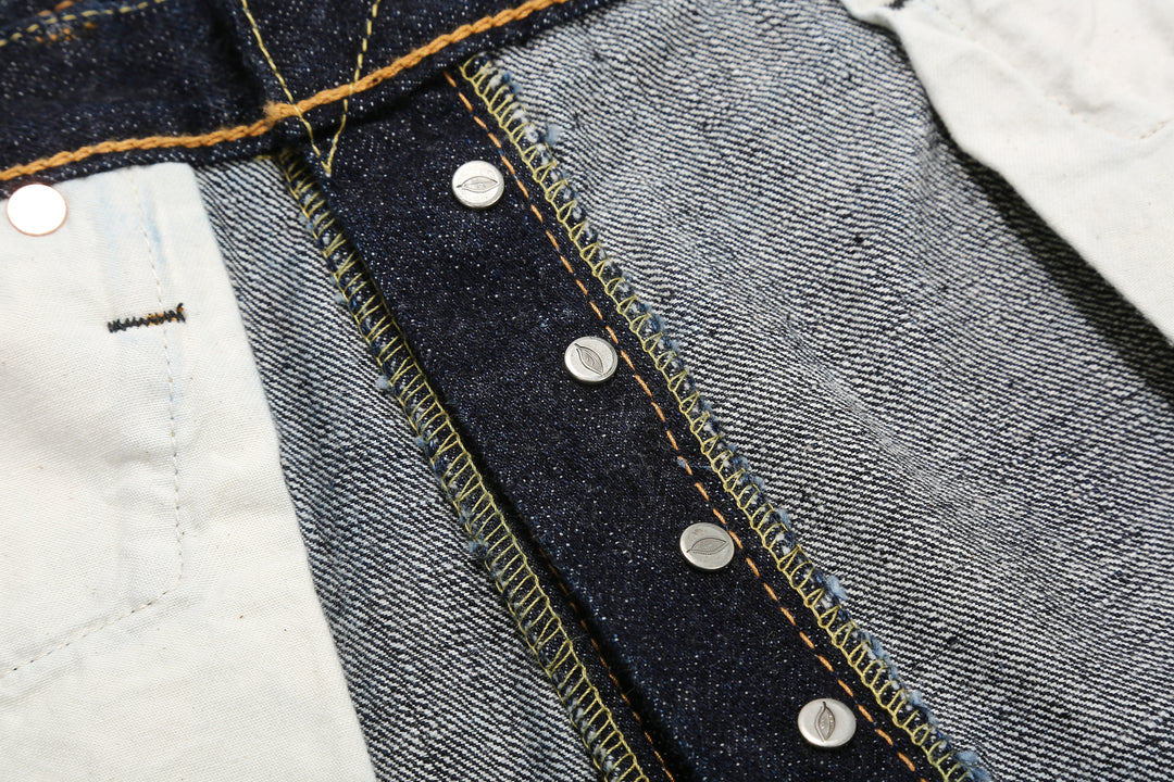 Pure Blue Japan XX-002 14oz Indigo Selvedge Jeans - Interior Button Fly Hardware