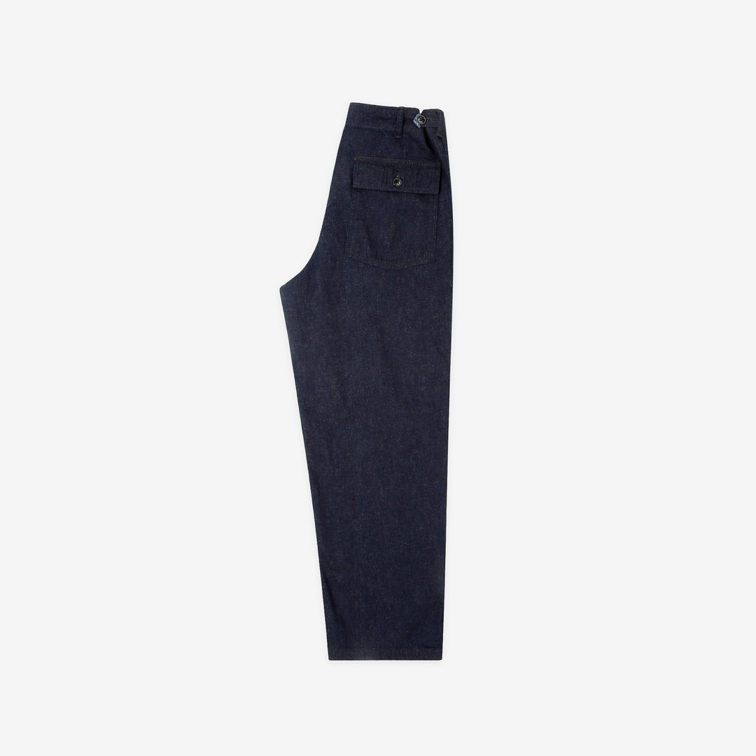 Boncoura Cotton Linen Indigo Denim Baker Pants – Side View