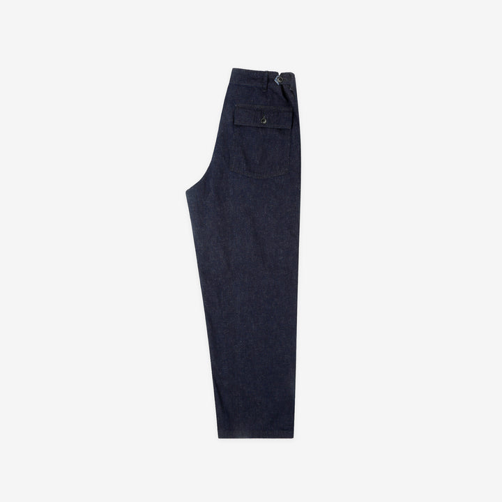 Boncoura Cotton Linen Indigo Denim Baker Pants – Side View