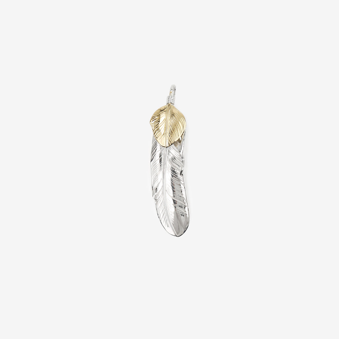 Moto Hideo Motoike FT-02-L Silver Feather with K18 Gold Heart Top - Large front full view