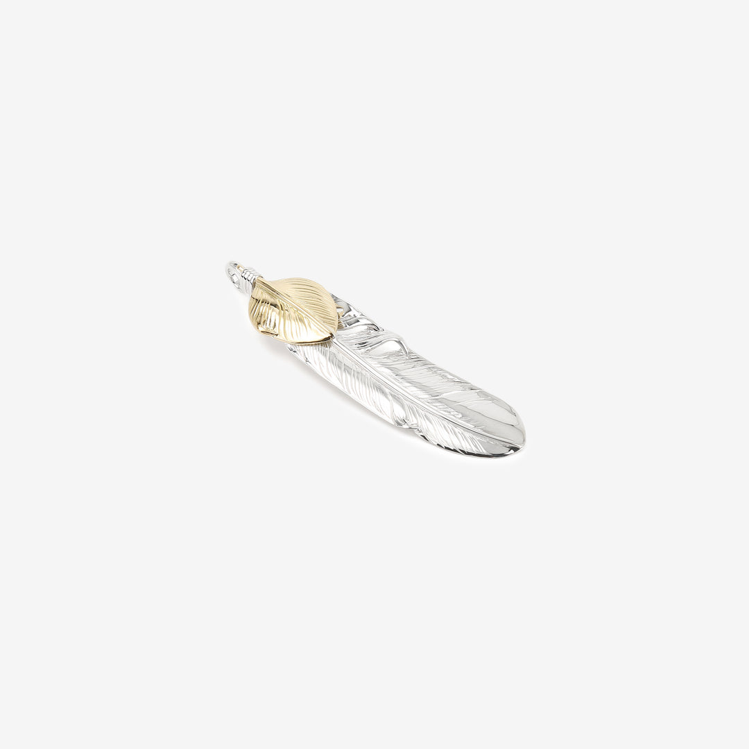 Moto Hideo Motoike FT-02-L Silver Feather with K18 Gold Heart Top - Large front view