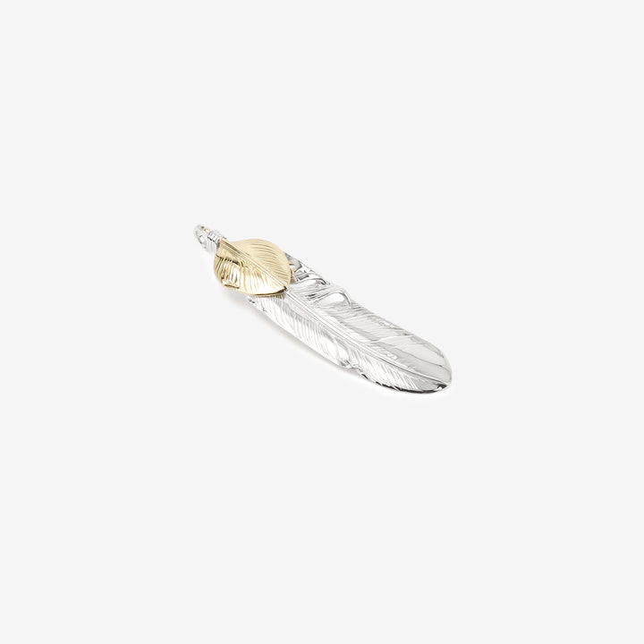 Moto Hideo Motoike FT-02-L Silver Feather with K18 Gold Heart Top - Large front view