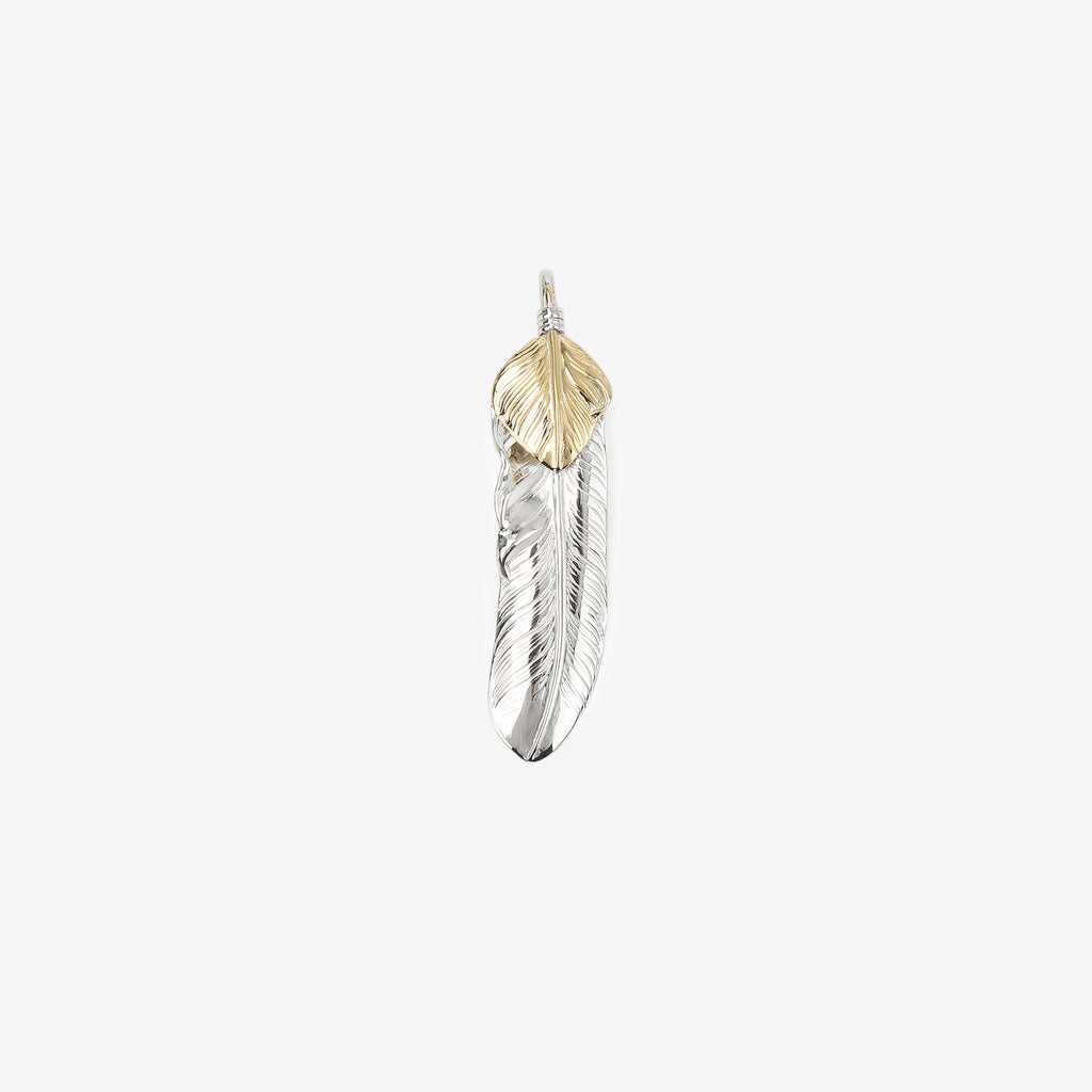 Moto Hideo Motoike FT-02-R Silver Feather with K18 Gold Heart Top - Large full view front