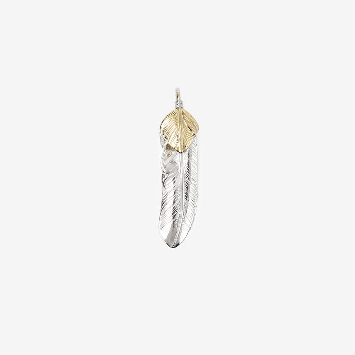 Moto Hideo Motoike FT-02-R Silver Feather with K18 Gold Heart Top - Large full view front