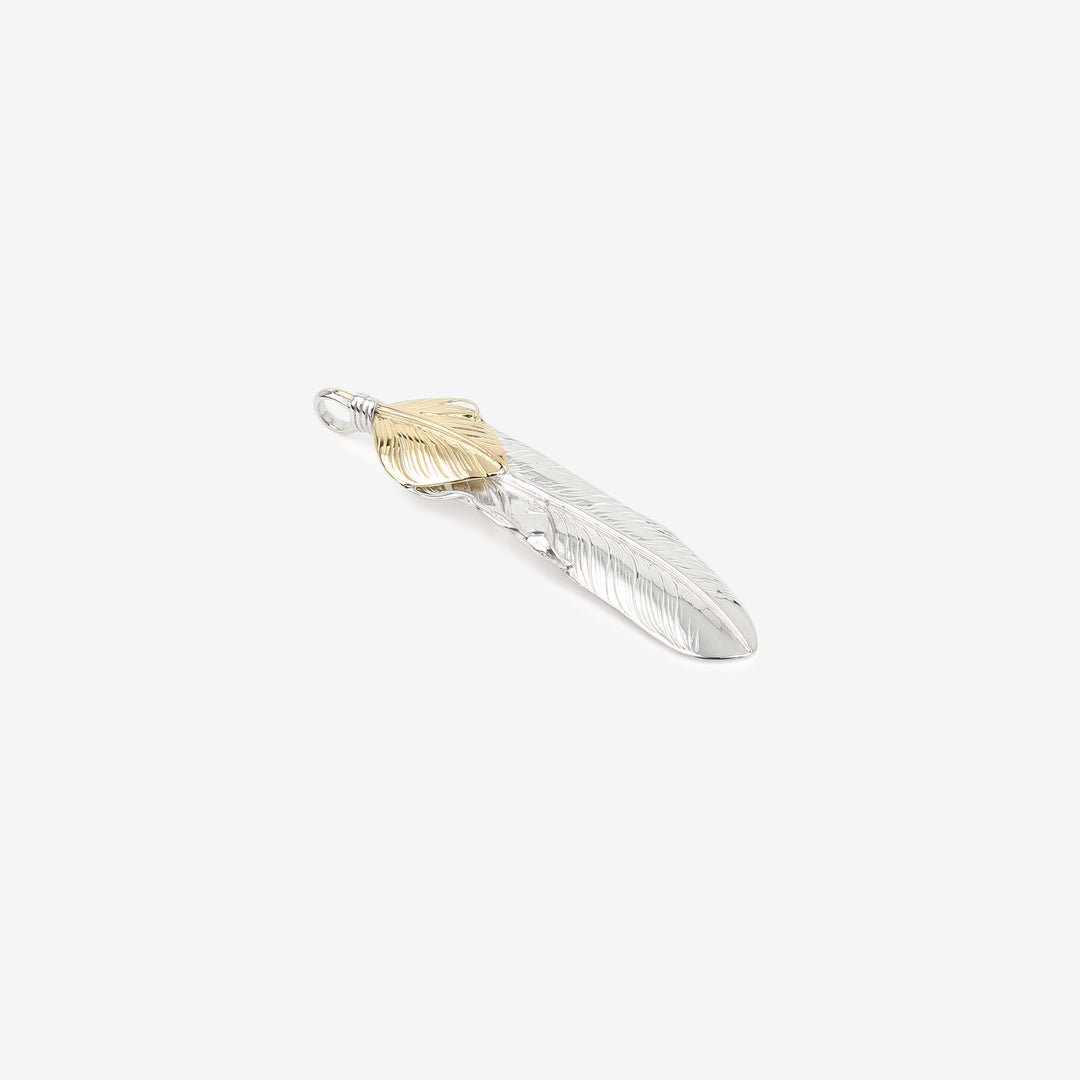 Moto Hideo Motoike FT-02-R Silver Feather with K18 Gold Heart Top - Large front view