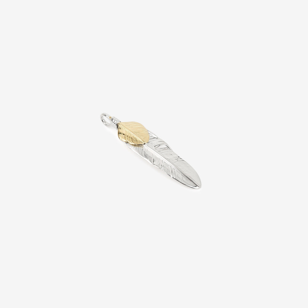 Moto Hideo Motoike FT-06-L Silver Feather with K18 Gold Heart Top - Medium