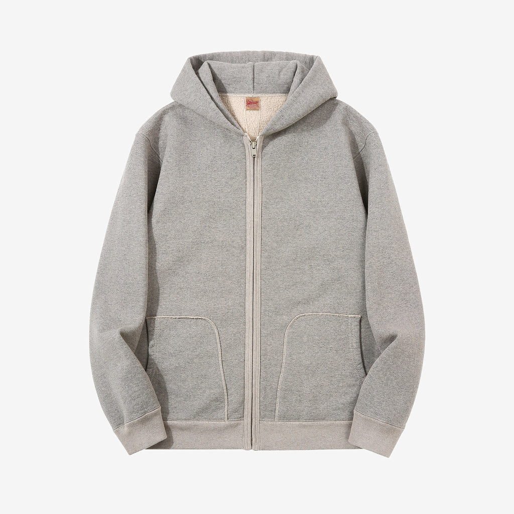 Deluxeware SPZ-00 heavyweight loopwheeled full zip parka made in Japan hoodie grey
