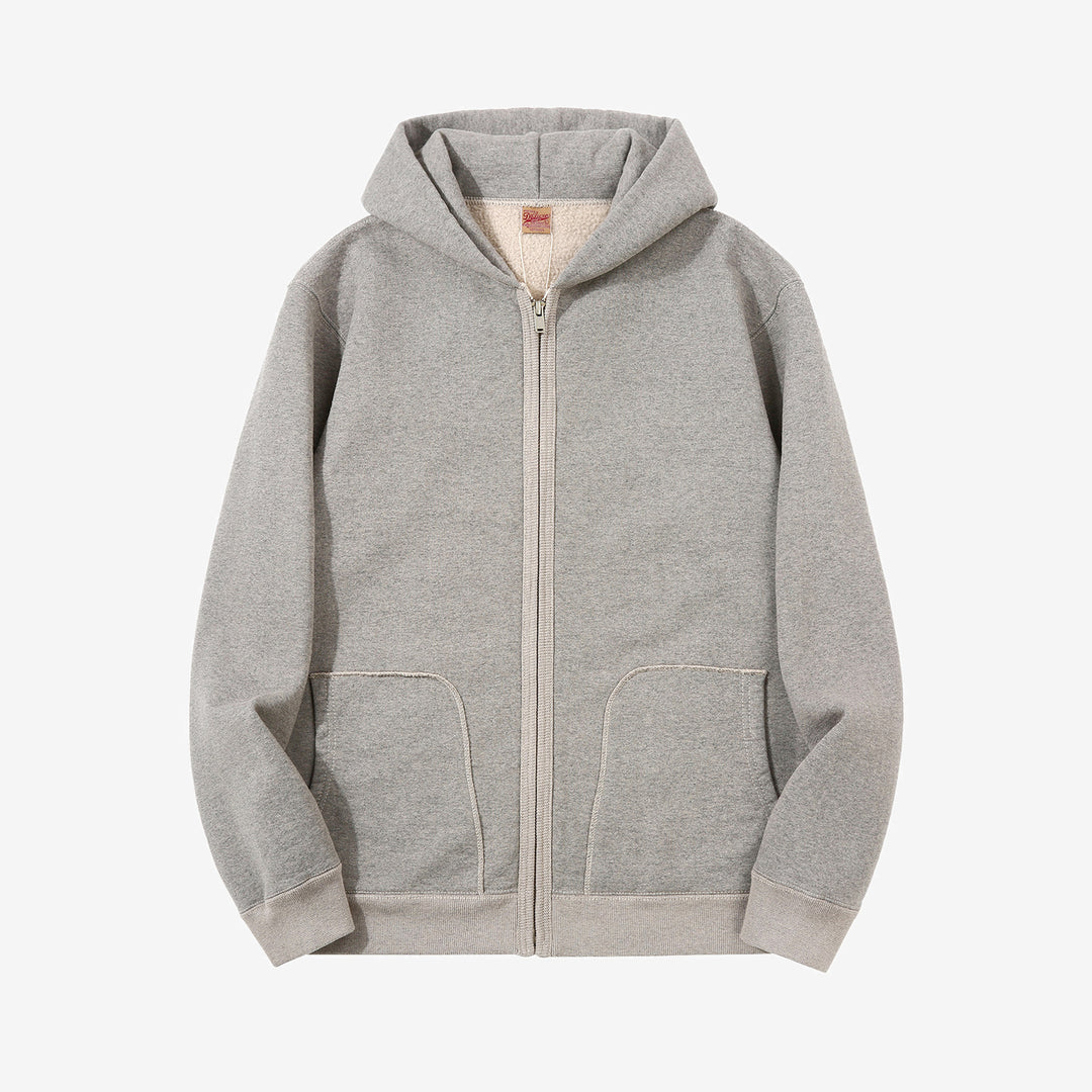 Deluxeware SPZ-00 heavyweight loopwheeled full zip parka made in Japan hoodie grey