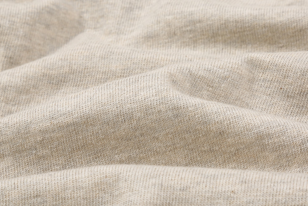 Warehouse Lot 4601 Shadow Border Slub Yarn Henley T-Shirt Made in Japan Oatmeal Jersey Close Up